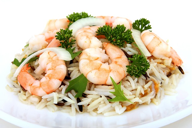 plate of food_shrimp and pita