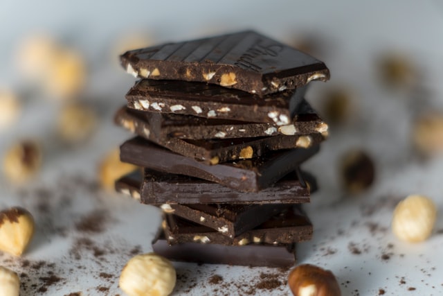 Pieces of nuts dark chocolate